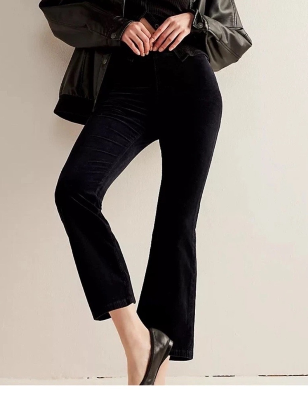 Free People Black Velour Flare Sweatpants